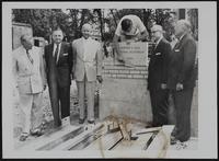 Baker U. - Rice Memorial Auditorium Cornerstone - (L to R) Dr. Allen S. Rice; Hugh S. Hartley; Dr. Nelson P. Horn; Bishop Dana Dawson; Stanley S. Kresge.