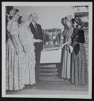 Centennial National Secretaries Assoc. Jayhawk Chapter (L to R) Margaret Broeker, Barie Brown, Dist. Judge Hugh Means, Alberta Combest, Imogene Webster.