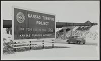 Kansas Turnpike - sign on 24-40-59 at turnpike overpass north of Lawrence.