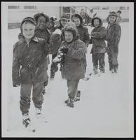 Weather - Schoolchildren playing 5 1/2 inches snow on 2-4-1955.