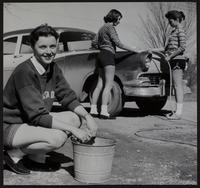 Weather - warm weather - car washing (L to R) Shirley Burnham; Susan Whitney; Shirley Hand.