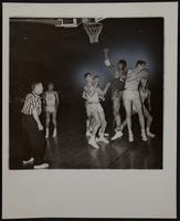 Haskell basketball - v. Rosedale - finals class A (L to R) Ken Bailey (12); Elliott Ryal (22); Walter Postoak (24); Eugene Black. Robert Brown (25) Rosedale.