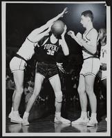 LHS Basketball - vs. Topeka (L to R) Doyle Schick; Glen Long (32); Gordon Abernathy.