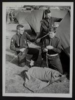 Scouting - Explorer Scouts in camp at KU - (L to R) Douglas Reed; Gary Hathaway; Ralph Pusey. All from Overland Park.