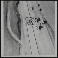 Kansas turnpike - Weather has stopped paving - Aerial view to west from six miles NW of Lawrence.