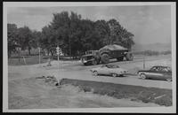 Kansas Turnpike - temporary traffic signal in north Lawrence for passage of dirt hauling machines.