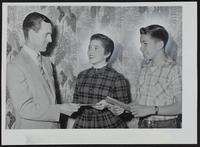 LJr [Lawrence Junior?]. H. and Smile contest - Mayor John Crown; Barbara Dunlap; Jimmie Scofield.