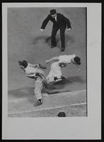 KC Baseball (L to R) Joe Altobelli (Cleveland); KC&#39;s Jim Finigan; umpire not ident.