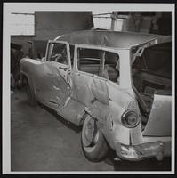 Auto wrecks - Delbert F. Erhart&#39;s station wagon after being struck by fire engine.