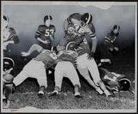 LHS Football - Junior Smith Scores against Manhattan - Don Wrench in bg.