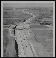 Kansas turnpike - Weather has stopped paving - Aerial view to west from six miles NW of Lawrence.