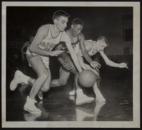 LHS Basketball v. Topeka (L to R) Pete Sumey; LHS&#39;s Carleton Hamm; Larry Mather, Topeka.