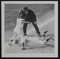 KC Baseball - Joe Altobelli of Cleveland safe at third on late throw to Hector Lopez of A&#39;s.