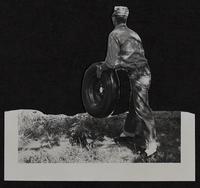 Summertime safety - spare tire as life preserver - Julie Harner in water.