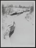 Weather - snow scene on Wakarusa River, summertime view of same scene.