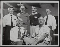 Eudora Lions Club officers (seated) Harold Hadl and Glen Wilson; (Standing) (L to R) Bob Schaulis; D. J. Adams; Don Gardner; Bill Mercier.