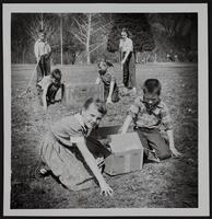 Lawrence Cleanup - Pickney School - Cleaning schoolyard (L to R) Steven Lee; Jay Alexander; Teresa Kapfer; Arla Grover; Leslie Tilton; Ronnie Haun.