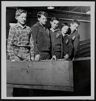 LHS Future Farmers program (L to R) Harold Mitchell; Ronnie Stauffer; Glen Breithaupt; Emmett Tuckel; Ronnie Hoover.