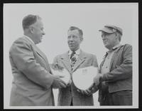 West Vaco - Safety Award, Warren R. Philbrook (Left), W. R. Yates. Mr. (center) Jack Givens.