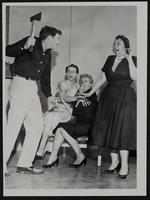 Lawrence Schools -Woodlawn PTA play (L to R) Bob Cole; Mrs. Albert Casey; Mrs. William Nolan; Mrs. Robert Frakes.