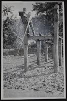 Jimmy Shockley demonstrates the extent of the drought.