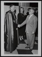 Reception (L to R) Monsignor George Towle; Mary Towle (his sister); Simon Hurwitz.