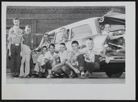 Journal World Carriers to KC Baseball (L to R) Oakley Schwada; Bobby Raffety; Brian Schwada; JW Circulation Manager Bill Metier; Fred Coffman; Dale Schneider; Charles Joice; Barry Benander; Bill Snyder; Jerry Cobb; Skipper Craig.