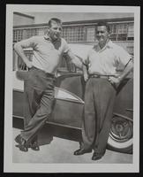 Mickey Mantle, Centerfielder with NY Yankees on left and Allan Woolard, LHS football coach, who coached Mantle at Commerce, OK.