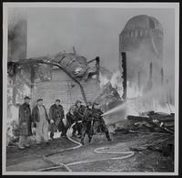 Tonganoxie Fire - Tonganoxie and Linwood Volunteer firemen battle fire at Dale Rawlings feed store.