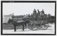 Five Soldiers Sitting on F, 2nd Artillery Hay Wagon, Fort Riley
