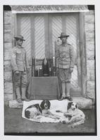 Portrait of Soldiers, Manning and Shreppel, 7th Battery with Two Dogs and Display of Artillery Shells