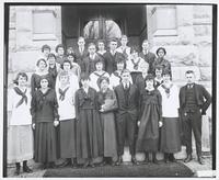High School Juniors on Steps of Building
