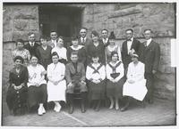 Chapman High School Class Group in Front of Building