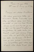 Letter to "Bonne et chere Mme" (Lucy Madox Brown Rossetti)