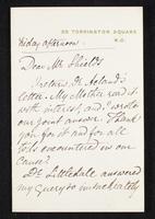 Letter to Frederic James Shields