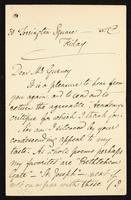 Letter to Mr. Gurney [Alfred, 1845-1898?]