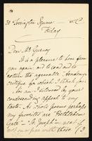 Letter to Mr. Gurney [Alfred, 1845-1898?]