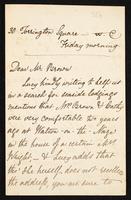 Letter to Mr. Brown [Ford Madox Brown?]