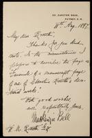 Letter from Mackenzie Bell to William Michael Rossetti