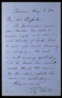 Letter from T. G. Hake [Thomas Gordon Hake] to Mr. Rossetti