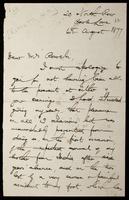 Letter to &quot;Dear Mrs Rossetti&quot; (Lucy Madox Brown Rossetti)