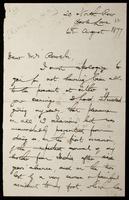 Letter to "Dear Mrs Rossetti" (Lucy Madox Brown Rossetti)