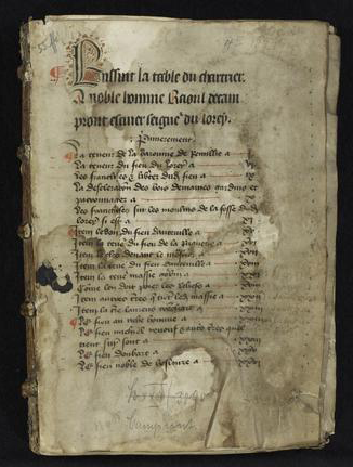 Campront (de) family papers, La Manche, 1268-1438. Transcript of legal instruments. (MS D47)