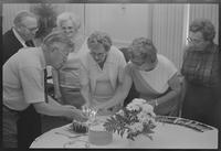 The group celebrates a birthday