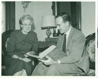 Robert Vosper with Mrs. Edwin F. Abels, donor of a 1st American edition Britannica (1798)