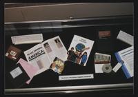 Library exhibit display case featuring African American business resources