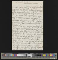 [8] (1 of 3) "Miss Watson to the class of 1890, The University of Kansas" [handwritten 3-page speech]/ newspaper clippings: 4-10-1897 Kansas Universit...