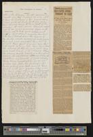 [8] (3 of 3) "Miss Watson to the class of 1890, The University of Kansas" [handwritten 3-page speech]/ newspaper clippings: 4-10-1897 Kansas Universit...