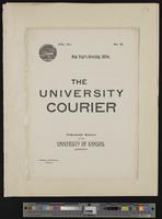 [17] (1 of 17) 13 page booklet: "History of the Library," by Carrie Watson, 1866-1891 / Vol.VU, No. 15 edition of University Courier (1894), 2 pages