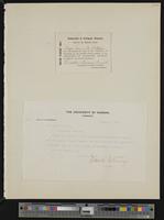 [29] Carrie Watson's voting card for the Collegiate Alumnae Association's 1911 meeting in New York 2-3-1910 letter from Chancellor Strong to Carrie Wa...